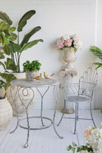 Distressed Silver Finish Iron French Country Garden Chair