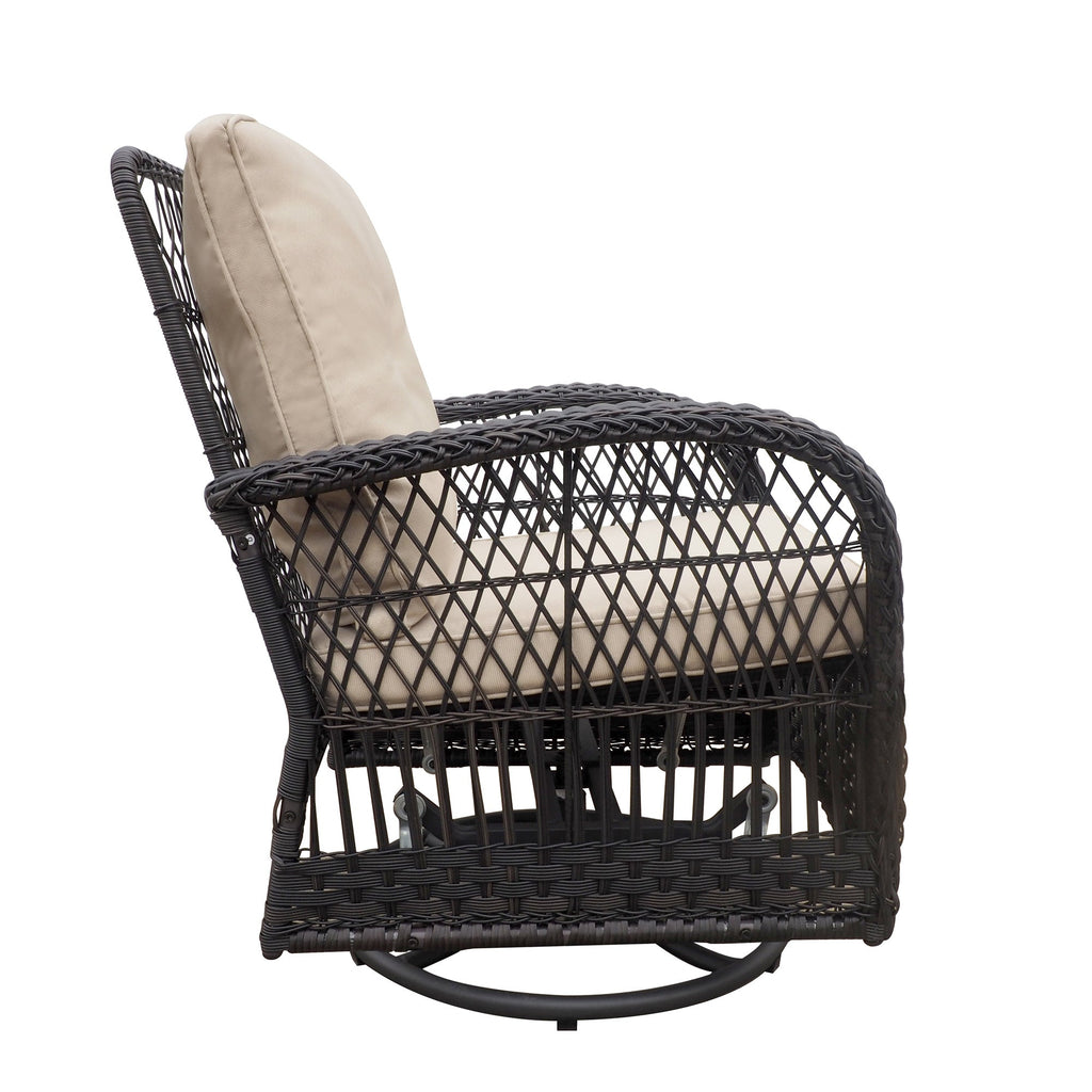 3 Piece Outdoor Wicker Rocker Swivel Conversation Set