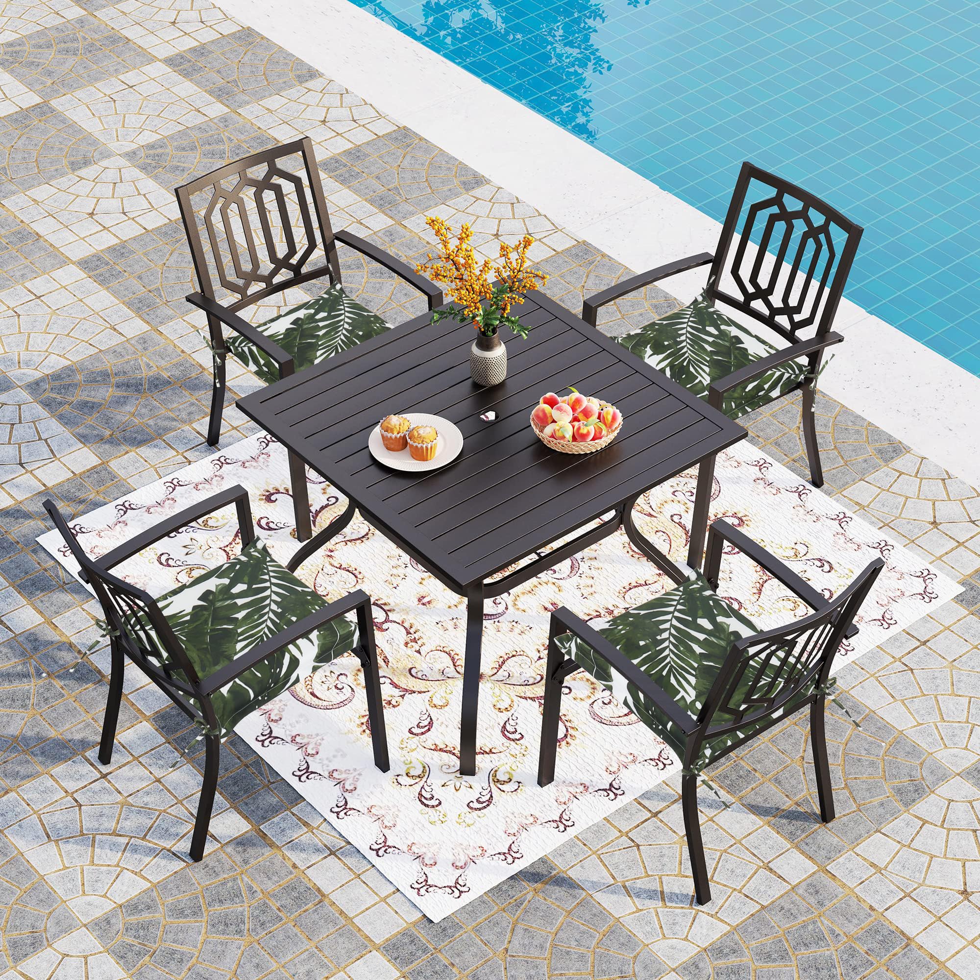 Conjure 4-Piece 15x15" Outdoor Fabric Seat Cushion with Ties