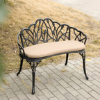 Tulip Cast Aluminum Garden Bench with cushion