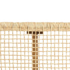 Outdoor Bench with Faux Rattan Seat and Wood Frame