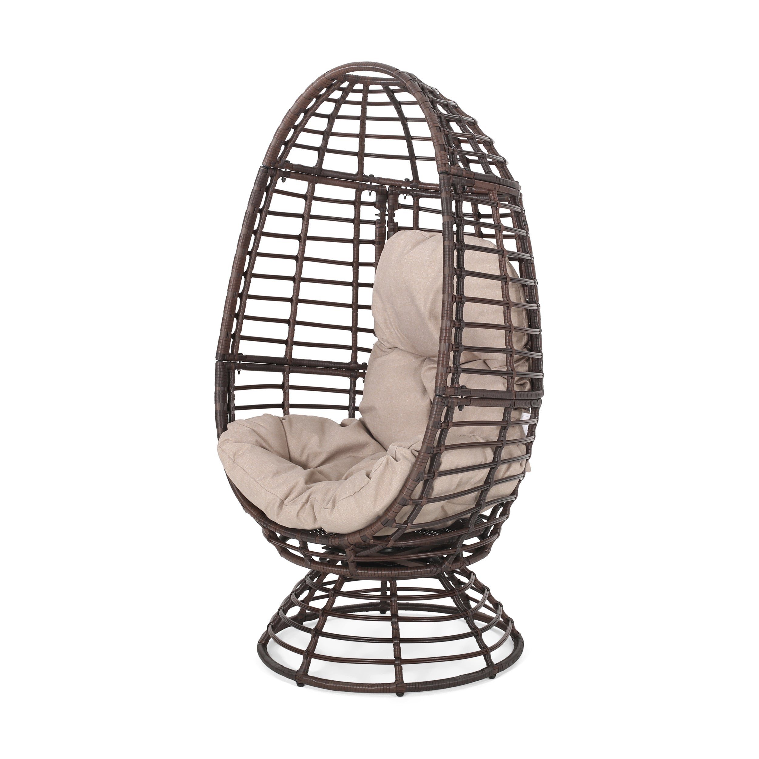 Lazulite Outdoor Egg Chair with Water-Resistant Cushion and Swivel Function