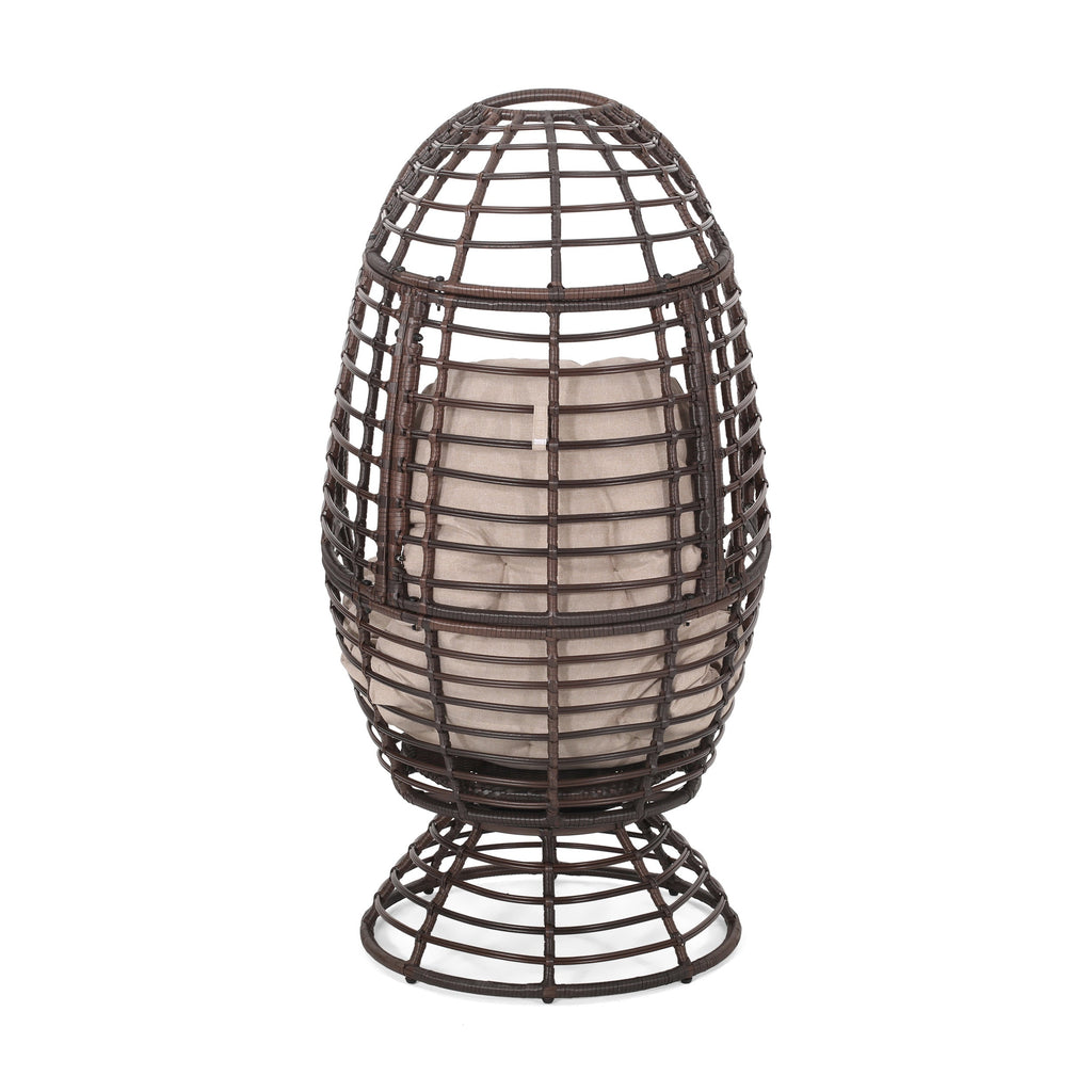 Lazulite Outdoor Egg Chair with Water-Resistant Cushion and Swivel Function