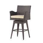 Liden Outdoor Modern PE Rattan Swivel Barstool with Tapered Legs