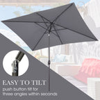 6.5 x 10 ft Rectangular Patio Umbrella with Crank, Base Not Included