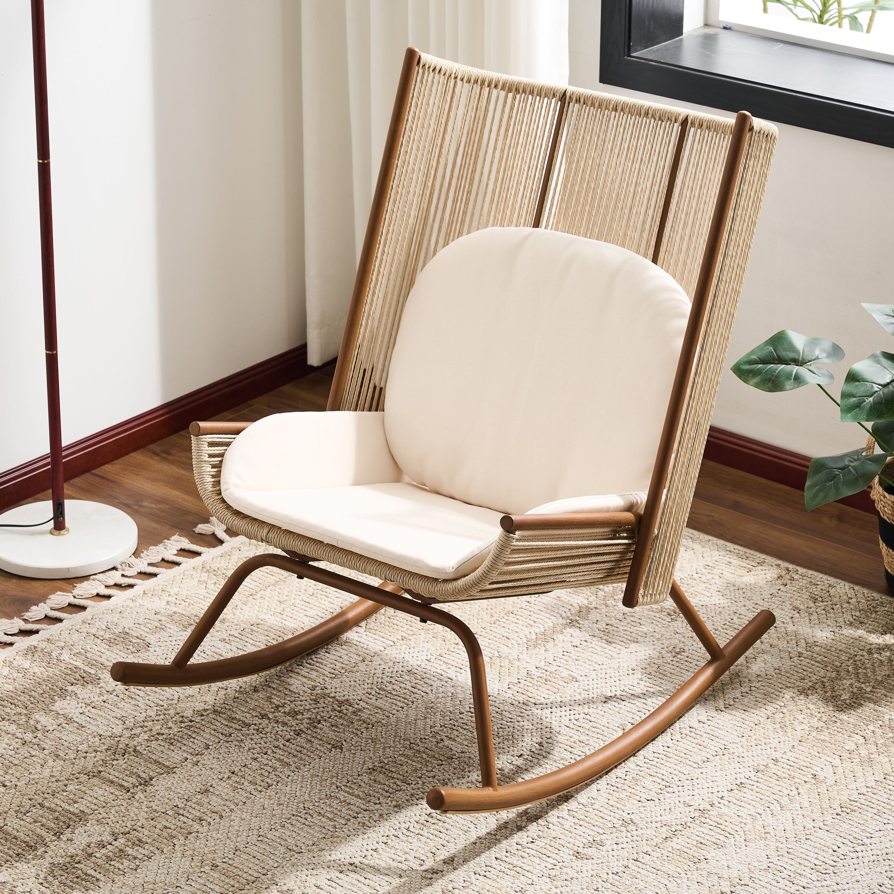 High Square Back Modern Outdoor Rocking Chair