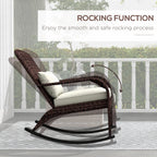 Outdoor Wicker Adirondack Rocking Chair with High Back & Seat Cushion