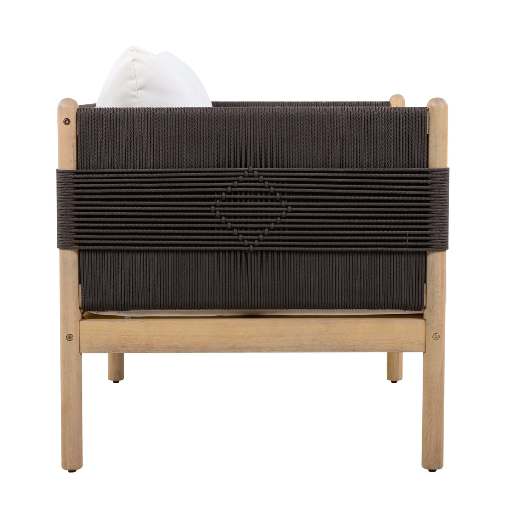 Seabrook Acacia Wood Outdoor Club Chair with Diamond Rope Weave & Cushions