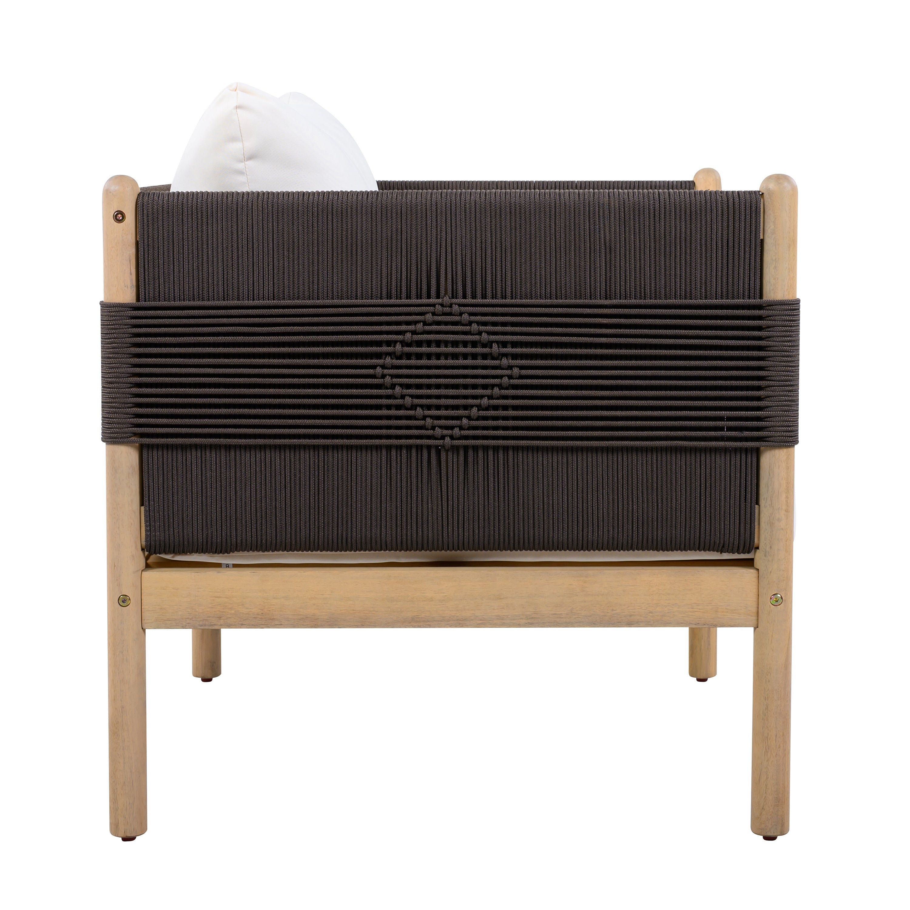 Seabrook Acacia Wood Outdoor Club Chair with Diamond Rope Weave & Cushions