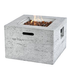 Outdoor Square Fire Pit with Steel Burner, Lava Rocks and Cover