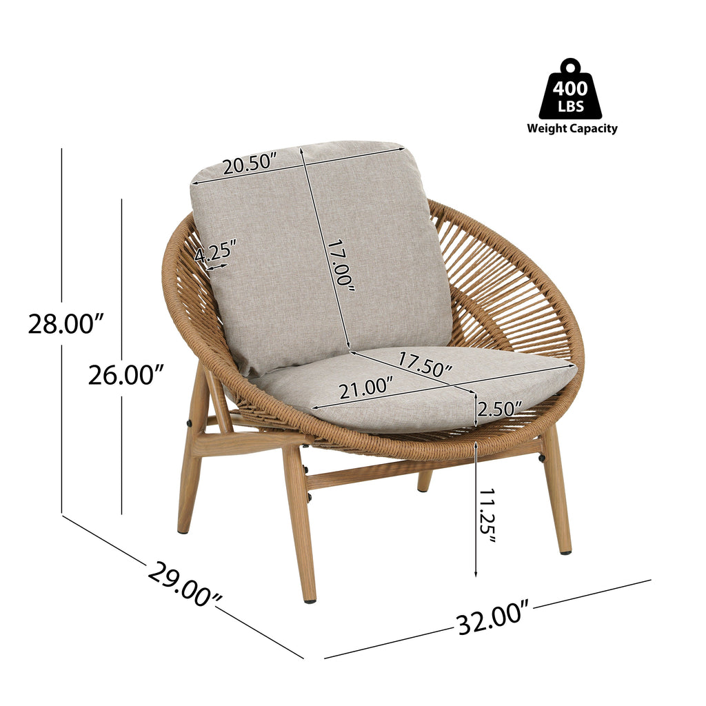 Cyril Outdoor Wicker Papasan Style Lounge Chair