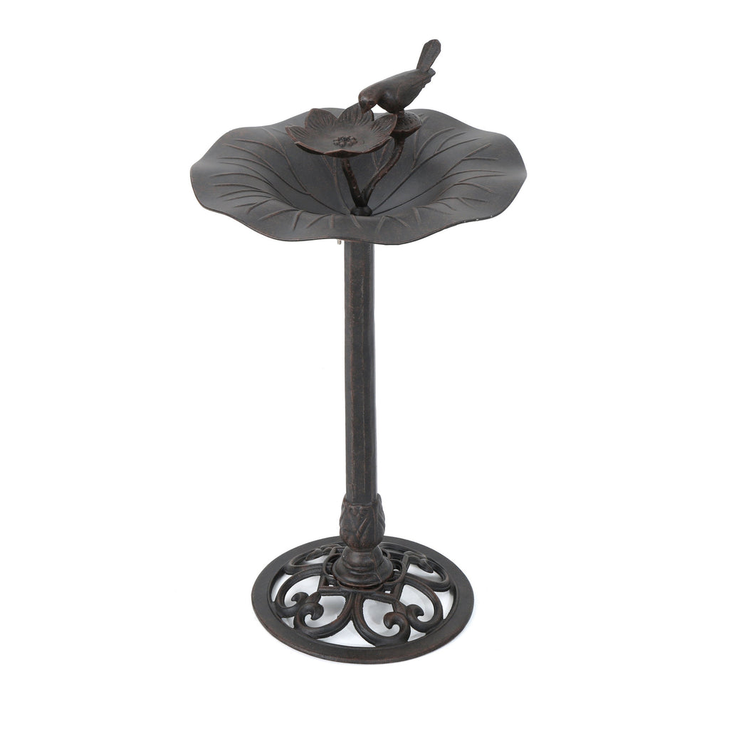 Ruffle Outdoor Aluminum and Iron Bird Bath