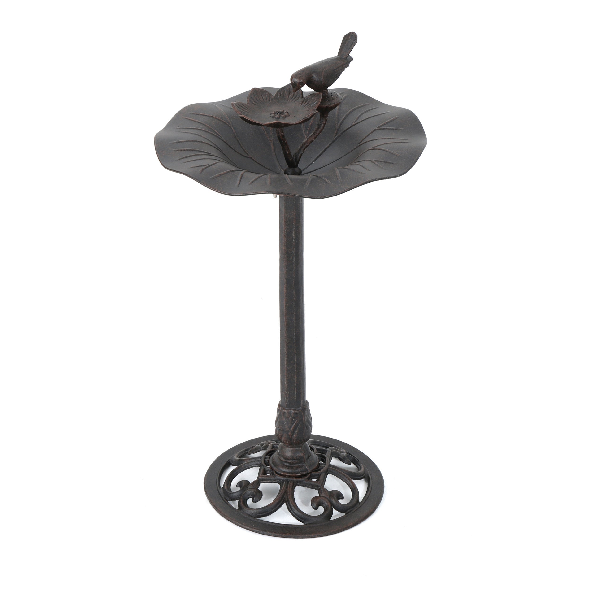 Ruffle Outdoor Aluminum and Iron Bird Bath