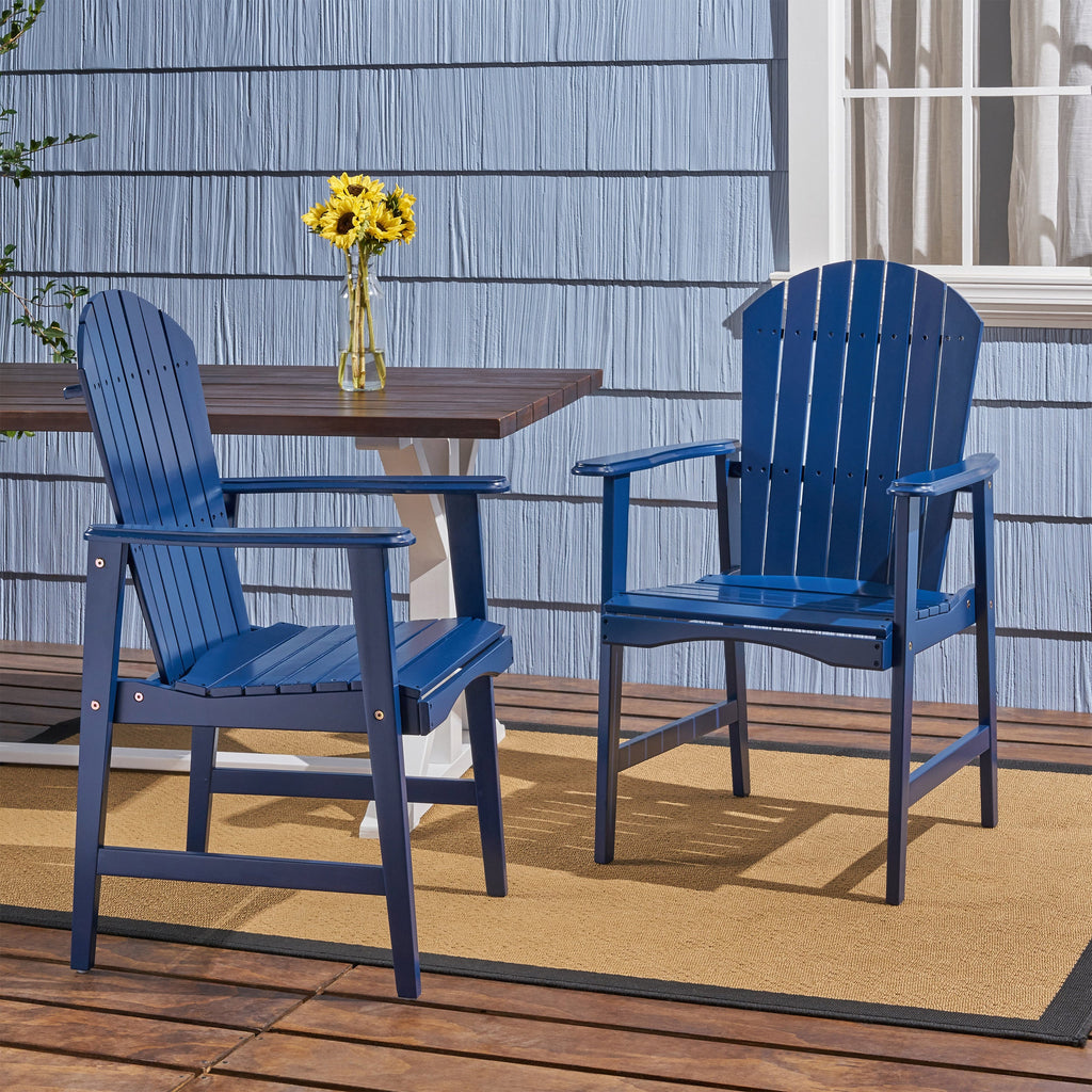 Outdoor Weather Resistant Acacia Wood Adirondack Dining Chairs, Set of 2