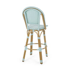 Callisto 29.5" Outdoor Rattan and Aluminum Bar Stool with Curved Back and Footrest