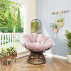 360° Swivel Indoor Outdoor Wicker Papasan Chair with Soft Thick Cushion