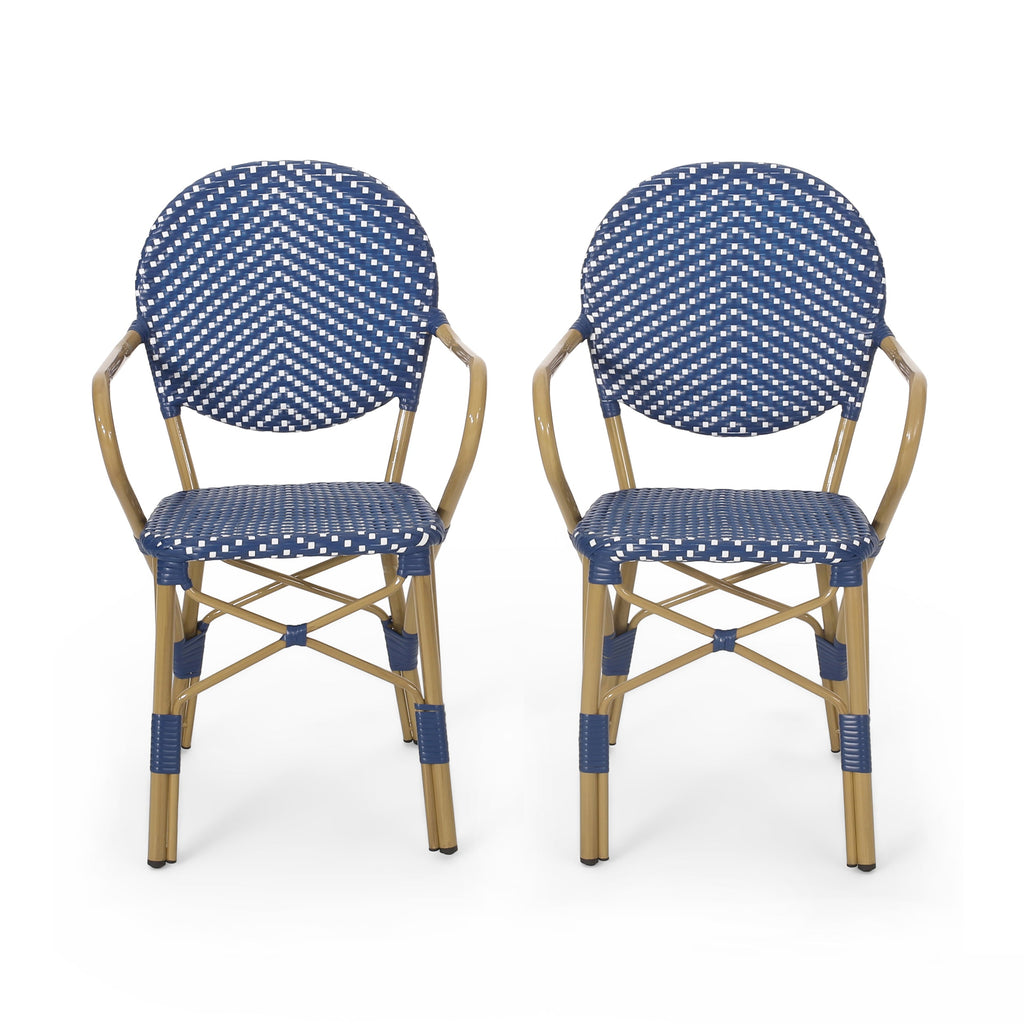 Paul French Bistro Outdoor Dining Chairs, Set of 2 Blue & White