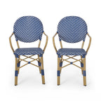 Paul French Bistro Outdoor Dining Chairs, Set of 2 Blue & White