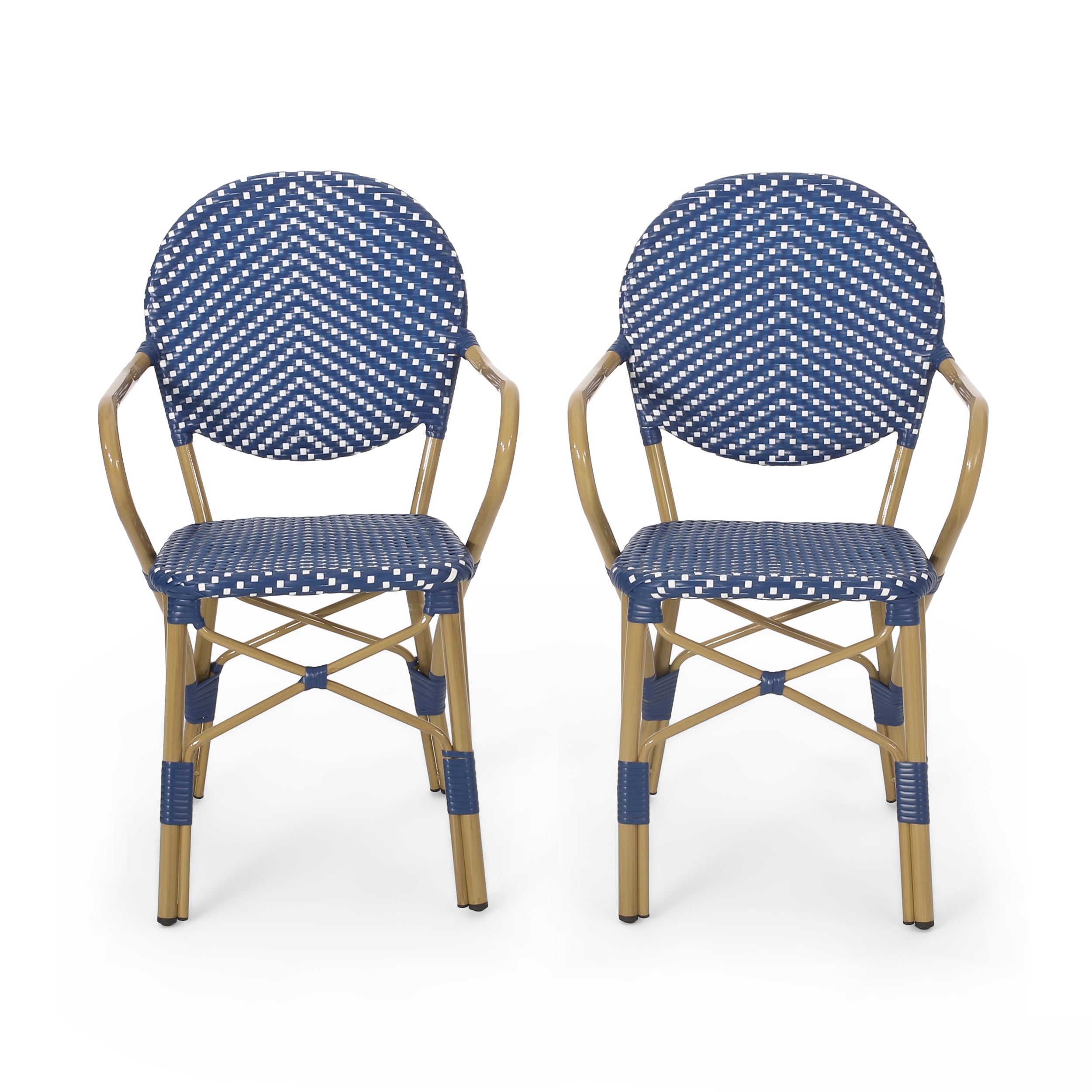 Paul French Bistro Outdoor Dining Chairs, Set of 2 Blue & White