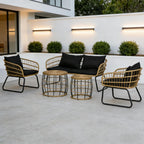 5 Piece Rattan Outdoor Conversation Set