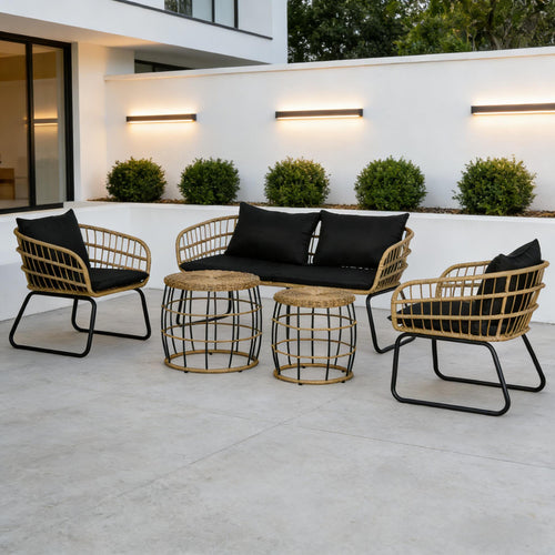 5 Piece Rattan Outdoor Conversation Set
