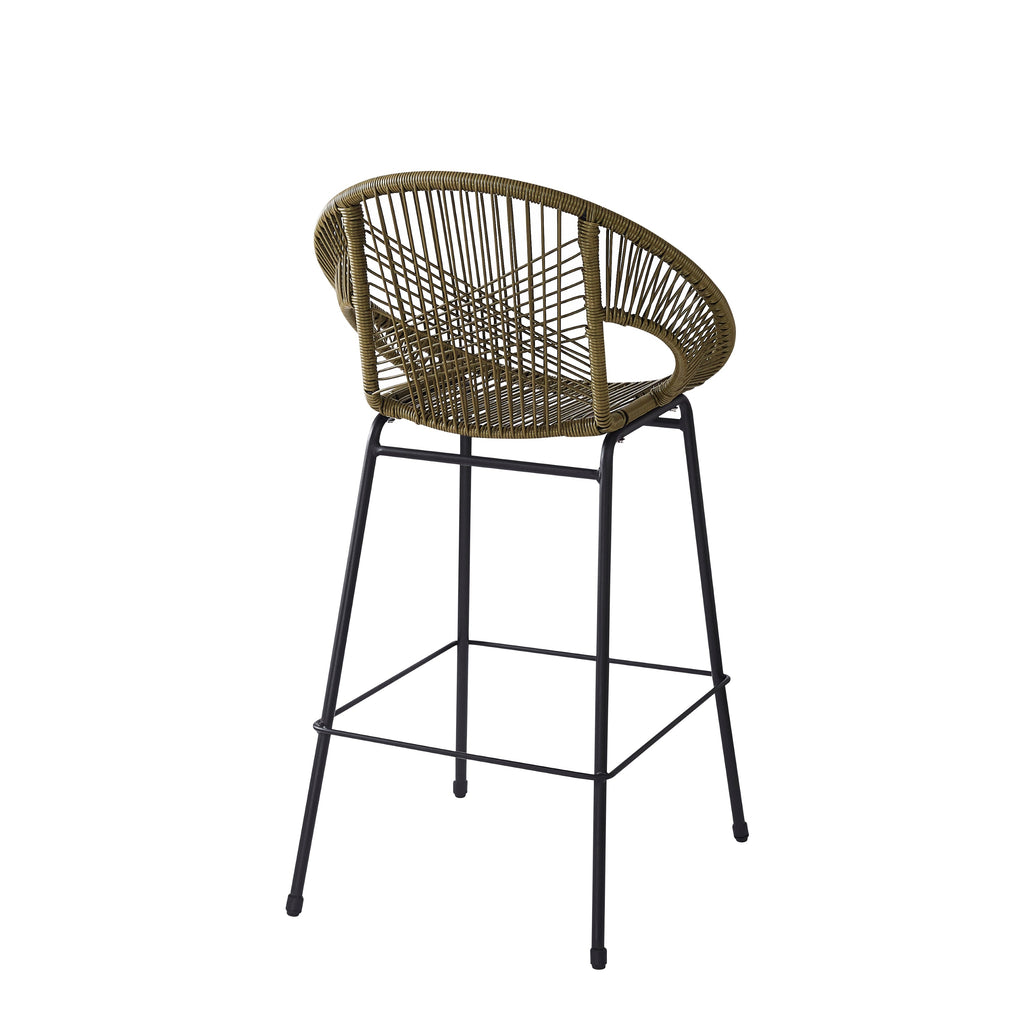 Entwined Outdoor Bar Stool with Ergonomic Design and Footrest, Set of 2