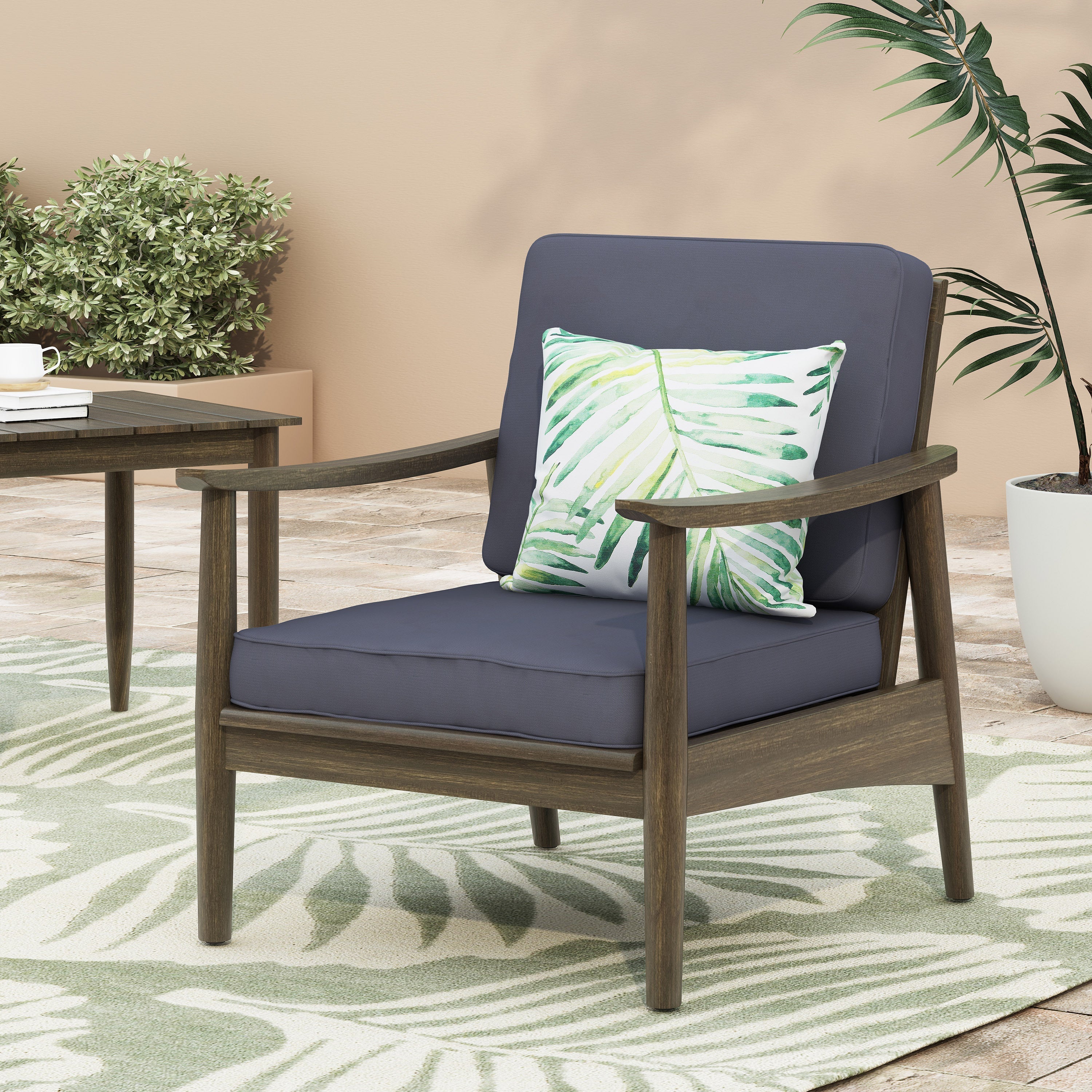 Ellsworth Outdoor Acacia Wood Club Chair