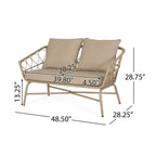 Zircon Outdoor Loveseat with Woven Wicker Weave Design and Back Cushion