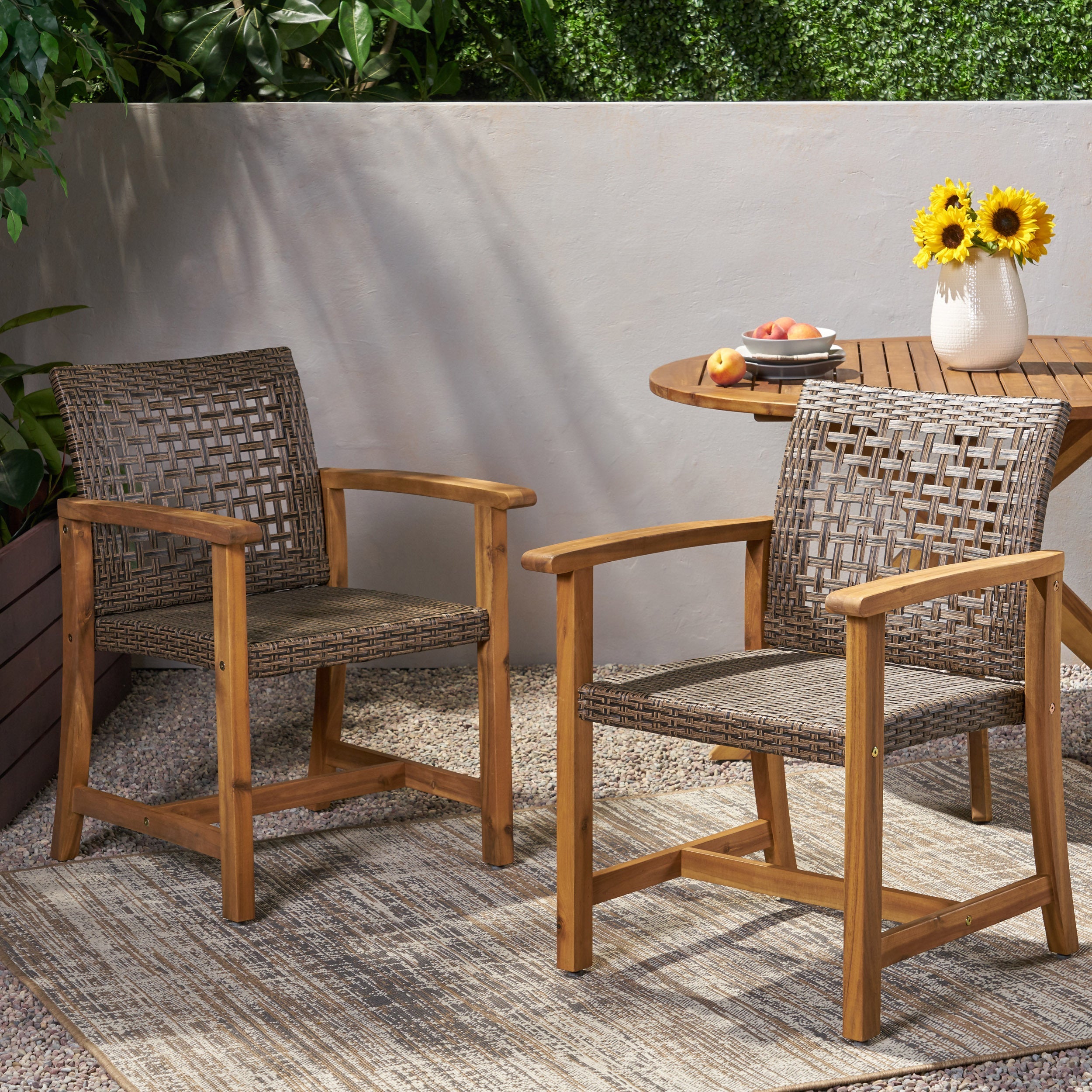 Hampton Outdoor Rattan Dining Chairs, Set of 2