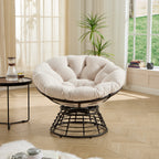 360° Swivel Indoor Outdoor Wicker Papasan Chair with Soft Thick Cushion