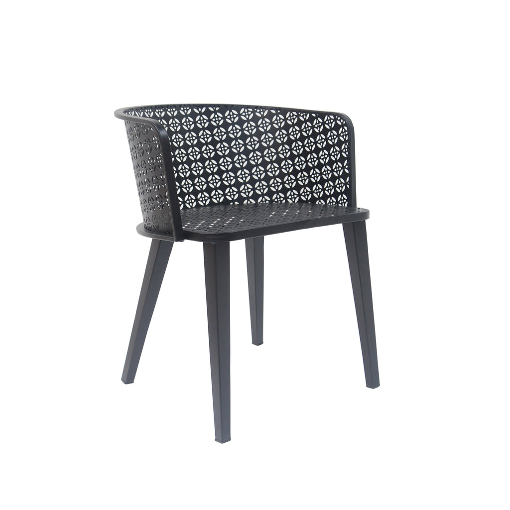 Rejoiced Outdoor Dining Chair with Geometric Lattice Design and Curved Back, Set of 2