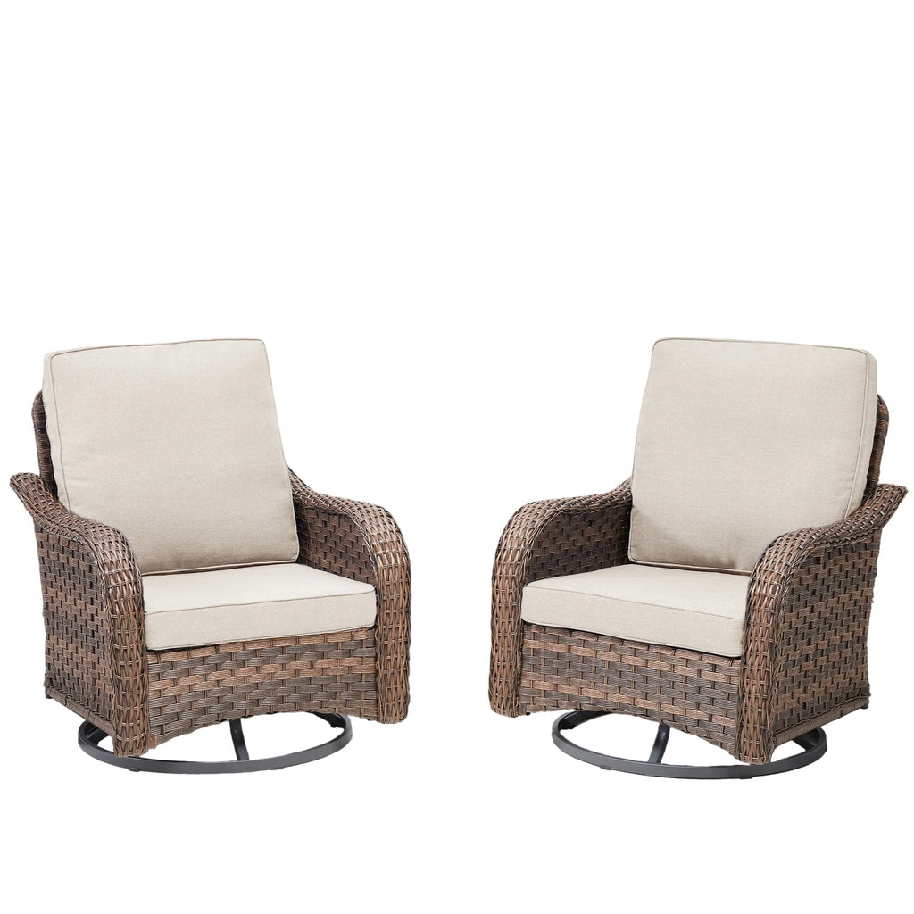 Marlowe Wicker Rocking Swivel Glider Chairs, Set of 2