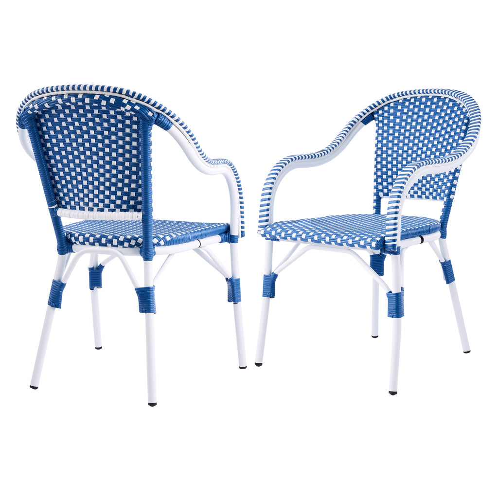 French Bistro Wicker Outdoor Dining Chair, Set of 2
