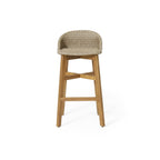 Beeson Outdoor Wicker and Acacia Wood Barstools, Set of 2