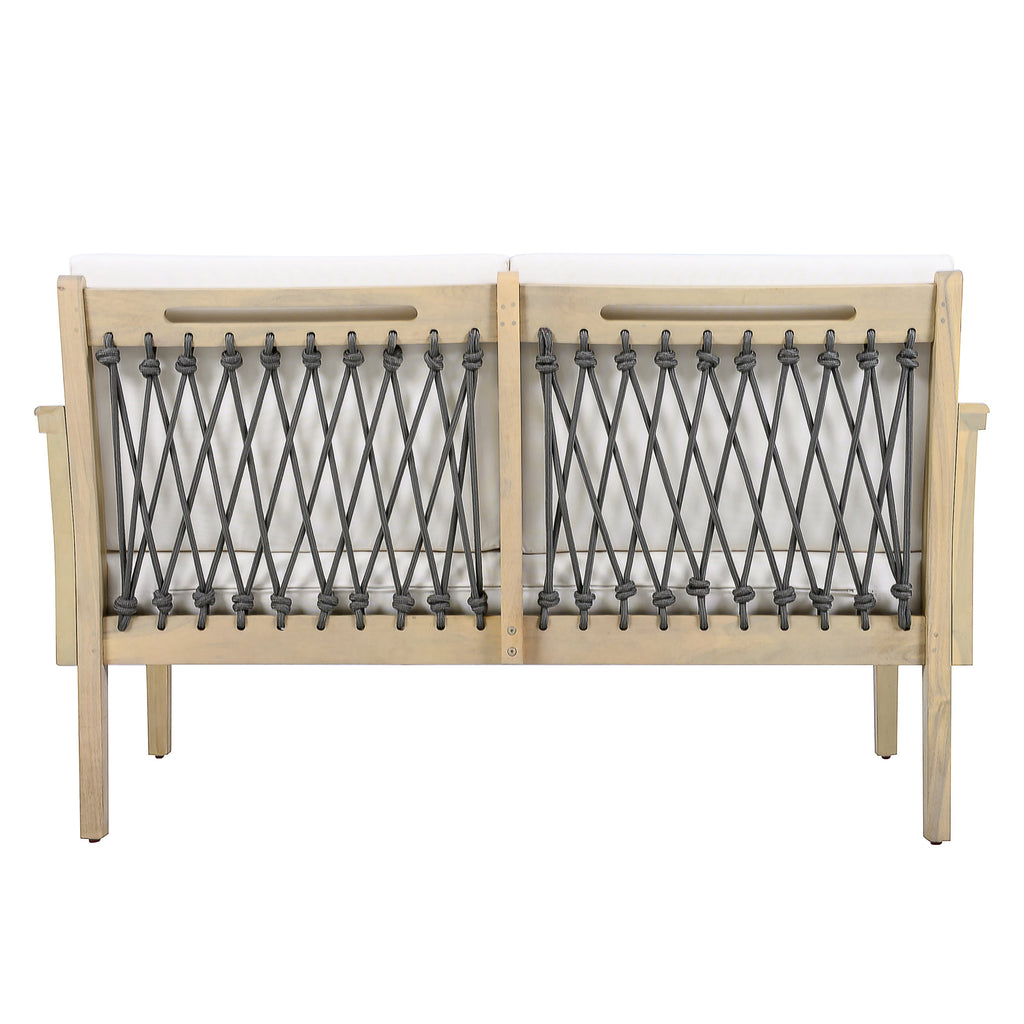 Millie Outdoor Acacia Wood Loveseat & Coffee Table Set