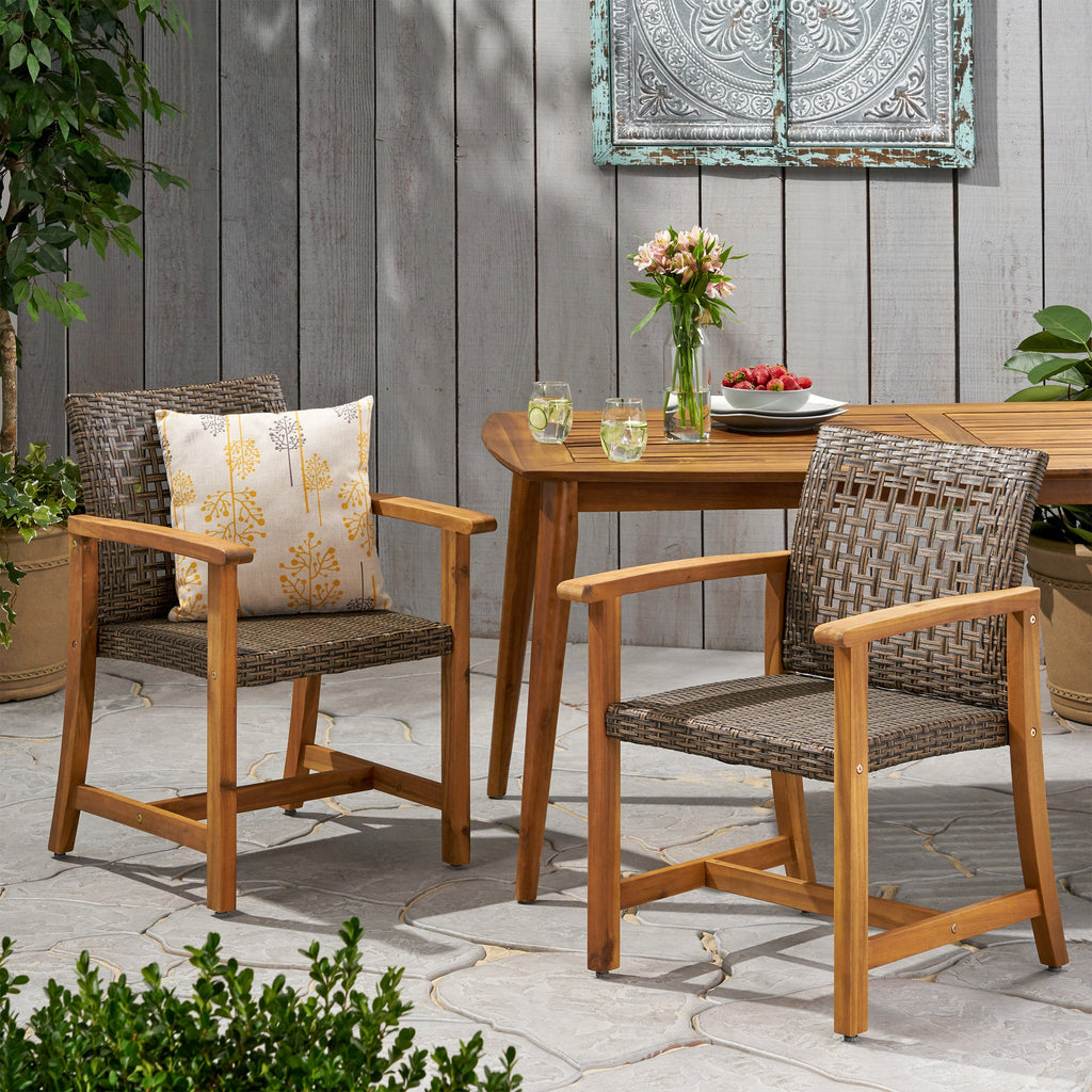 Hampton Outdoor Rattan Dining Chairs, Set of 2