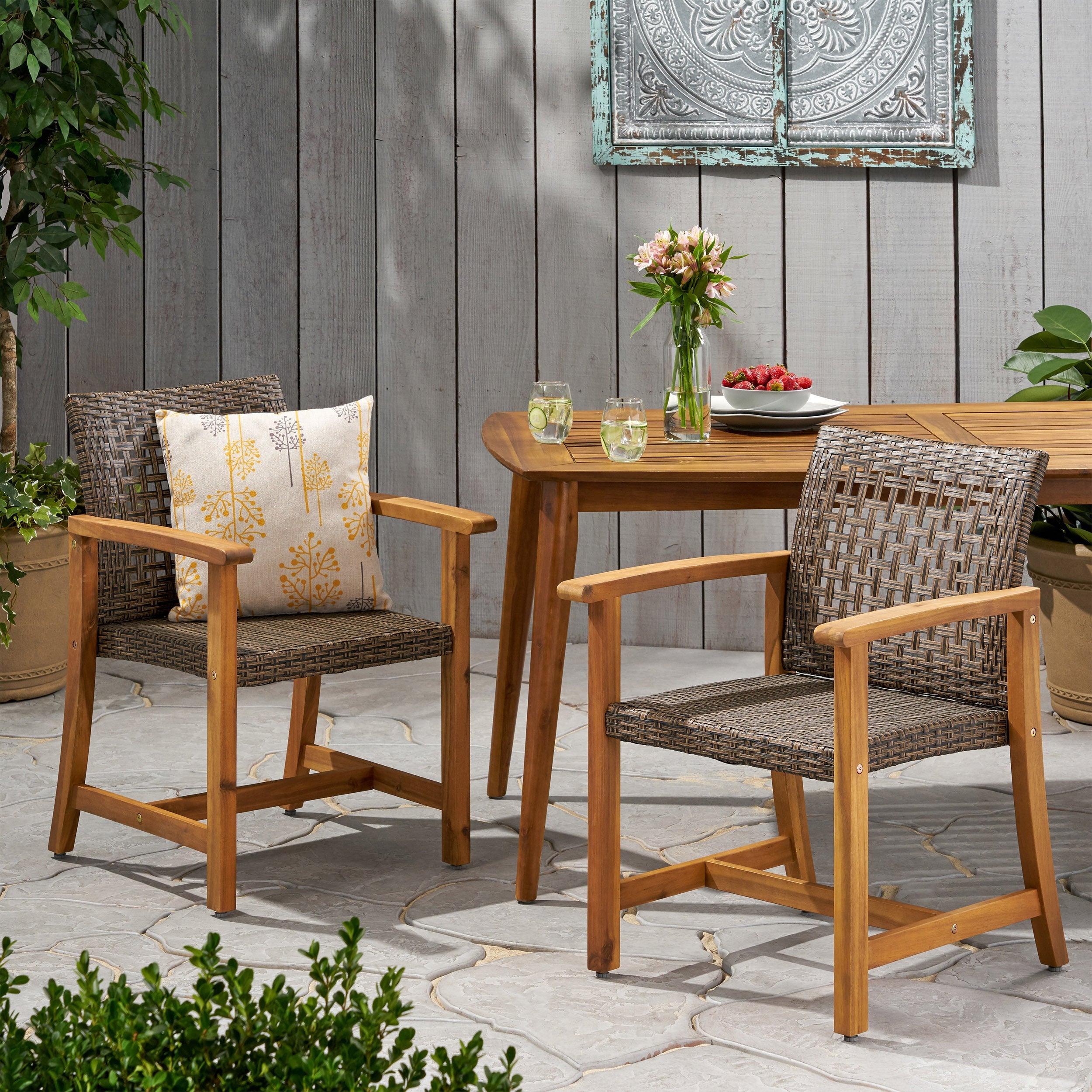 Hampton Outdoor Rattan Dining Chairs, Set of 2