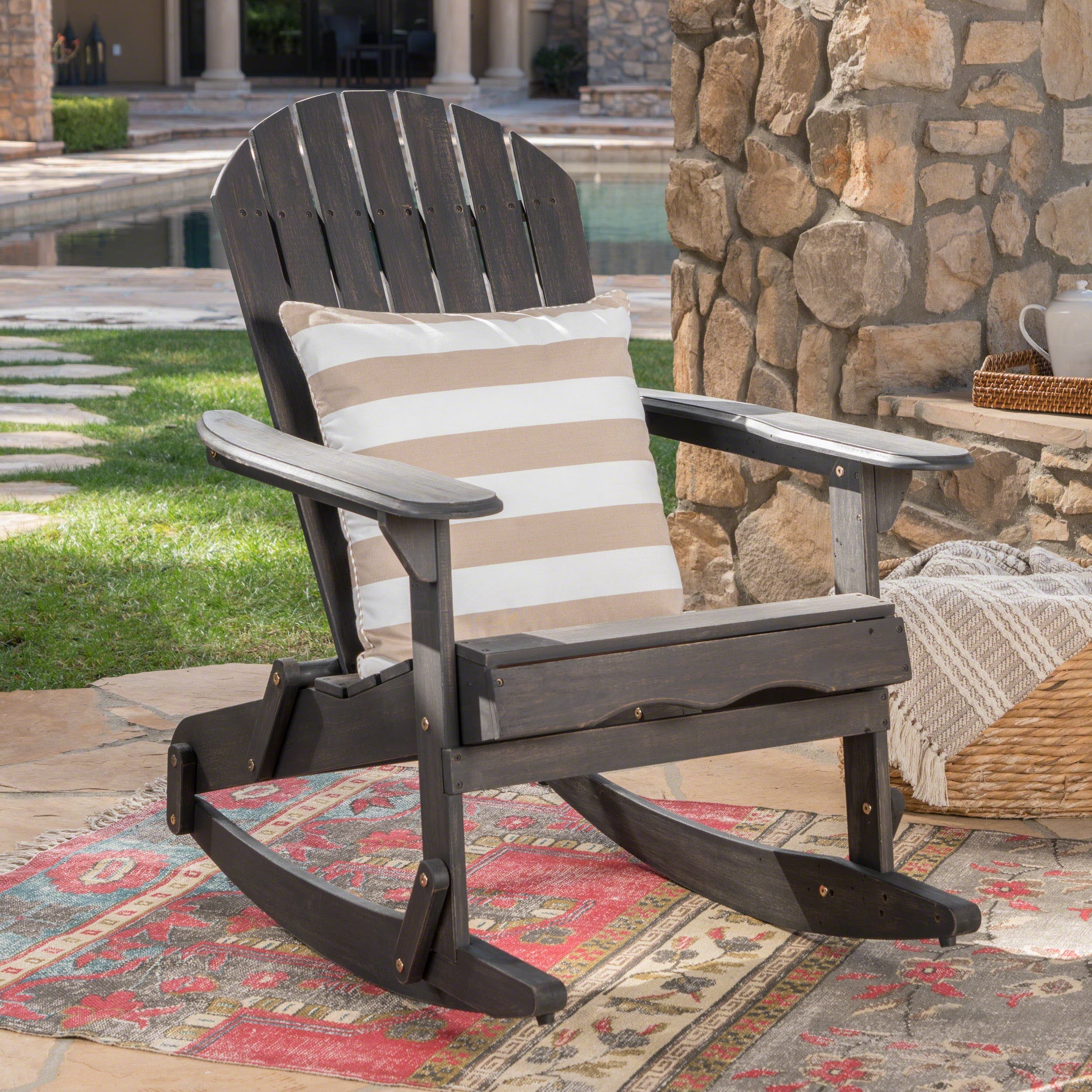 Echoes Outdoor Acacia Wood Adirondack Rocking Chair