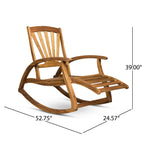 Outdoor Acacia Wood Rocking Chair with Retractable Foot Rest