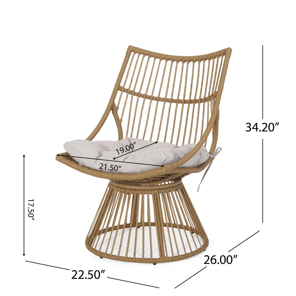 Strontianite Outdoor Rattan Chair with High Back Design