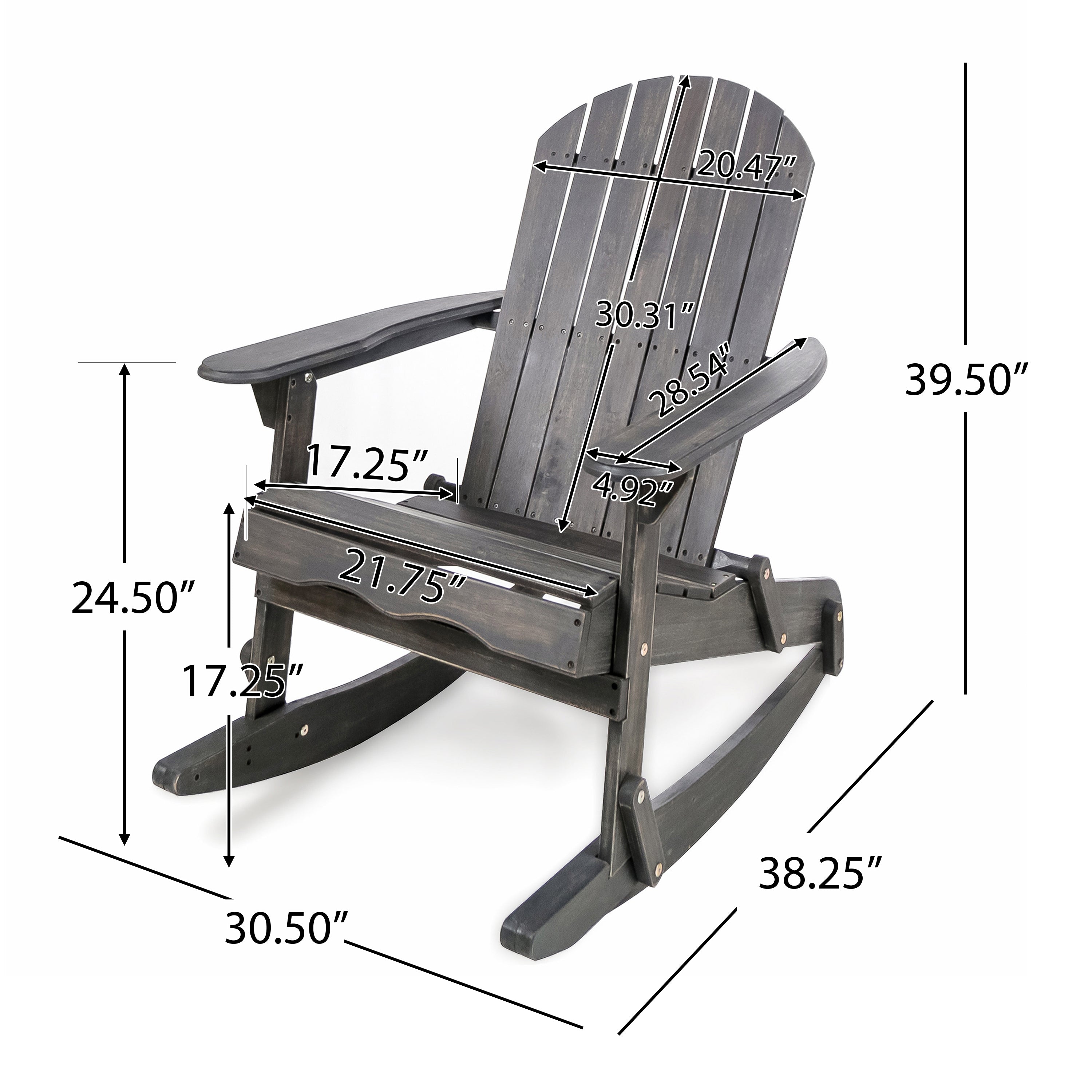 Echoes Outdoor Acacia Wood Adirondack Rocking Chair