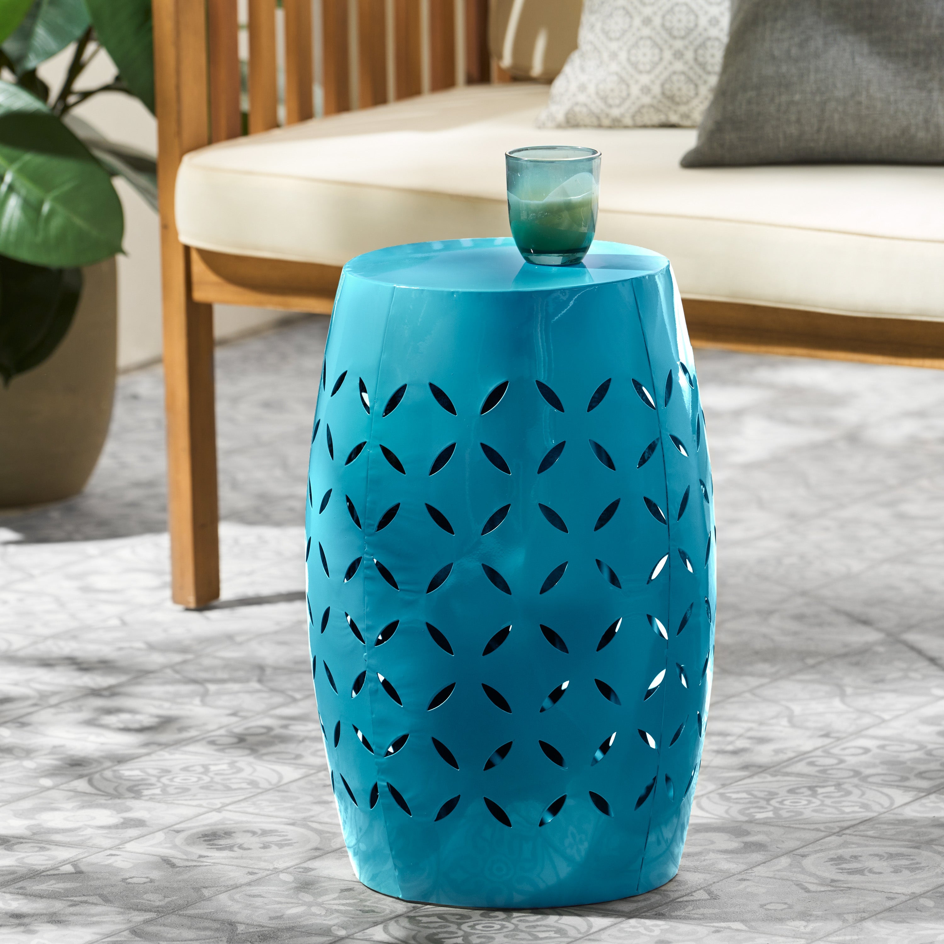 Lilac Outdoor Metal Cutout Accent Table