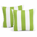 Lime & White Stripe Outdoor Square Pillows, Set of 2