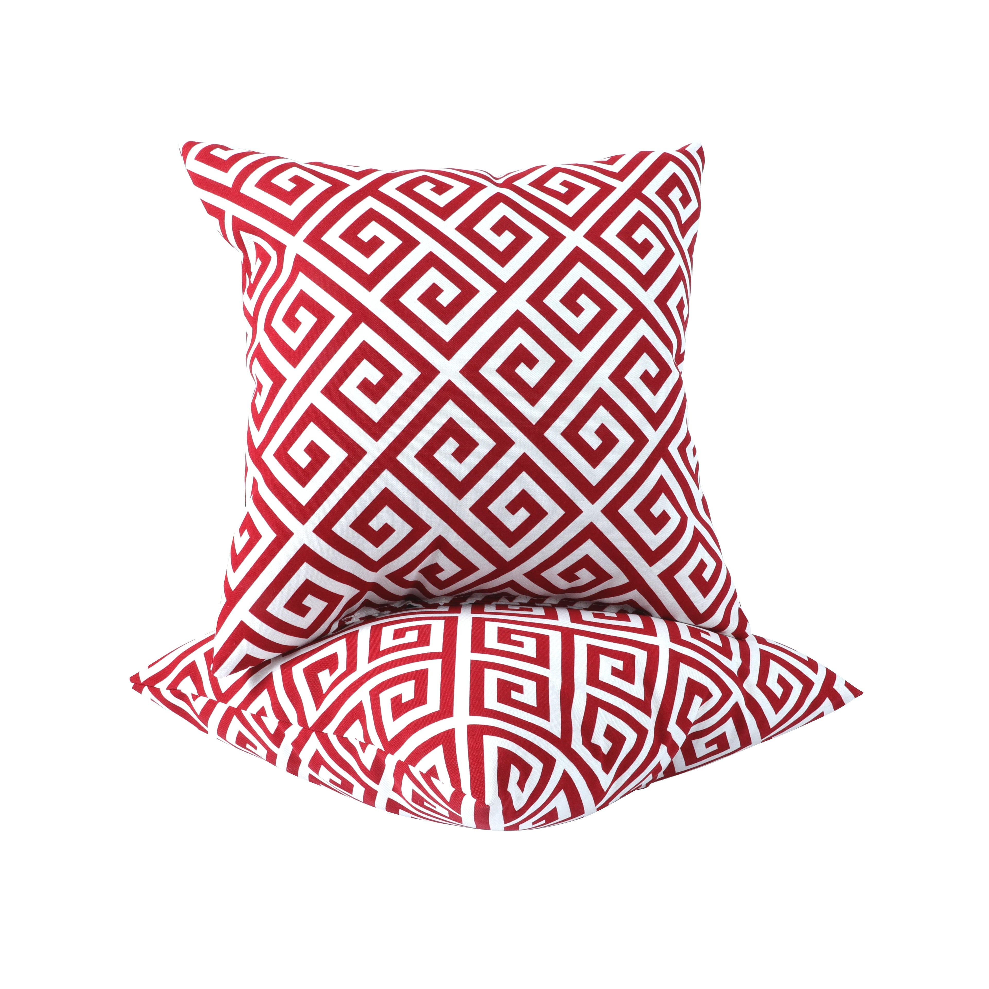 Red & White Geo Outdoor Square Pillows, Set of 2