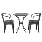 Pursuant 3-Piece Iron Bistro Set with Round Table and 2 Curved Back Chairs