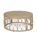 Cultured Outdoor Coffee Table with Wicker Weave Top and Looped Design