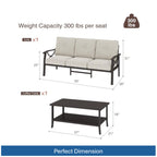 Marisol 2 Piece Outdoor Patio Set, 70" All-Weather Metal 3-Seat Sofa and Coffee Table