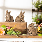 Mini Garden Bunny Rabbit Figurine, Set of 3