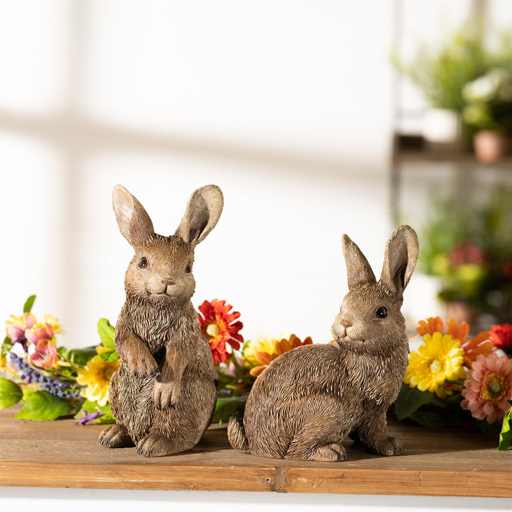 Garden Bunny Rabbit Figurine, Set of 2