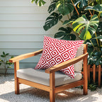 Red & White Geo Outdoor Square Pillows, Set of 2